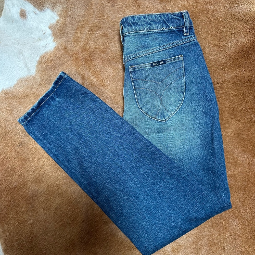 Rolla’s mid ride two toned jeans slightly loose and tapered fit